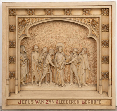 Stations Of The Cross  style Gothic - Style en Plaster, Belgium  19 th century