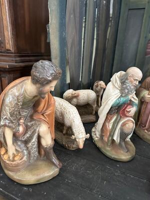 Nativity Set style Gothic - Style en Plaster polychrome, Belgium