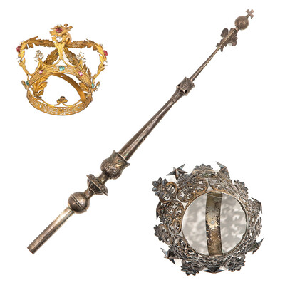 Crowns And Scepter en Silver / Brass / Gilt, Belgium  19 th century