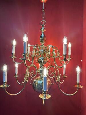 Chandeliers en Brass  / Polished and Varnished, Belgium