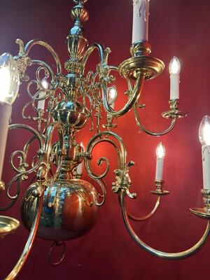 Chandeliers en Brass  / Polished and Varnished, Belgium