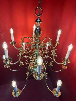 Chandeliers en Brass  / Polished and Varnished, Belgium