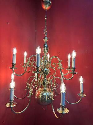 Chandeliers en Brass  / Polished and Varnished, Belgium