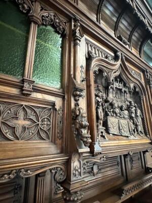 Exceptional Cabinets Signed :By The Sculptor Of Italian Origin: Victor Aimone. Higher Price Range ! style Gothic - Style en Walnut wood , France 19 th century