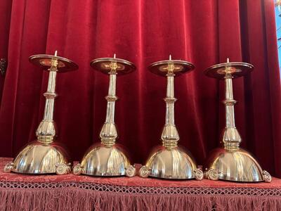 Matching Candle Sticks Height Without Pin. style art - deco en Brass / Bronze / Polished and Varnished, Belgium  20 th century ( Anno 1930 )