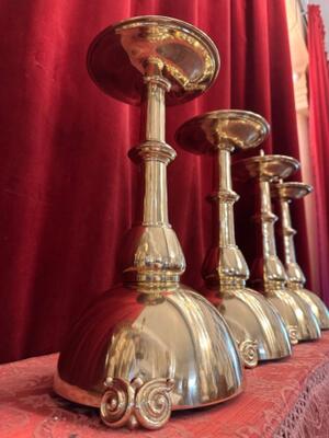 Matching Candle Sticks Height Without Pin. style art - deco en Brass / Bronze / Polished and Varnished, Belgium  20 th century ( Anno 1930 )