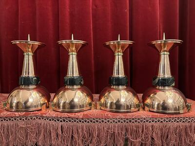 Matching Candle Sticks Height Without Pin. style art - deco en Brass / Bronze / Polished and Varnished / Marble, Belgium  20 th century ( Anno 1930 )