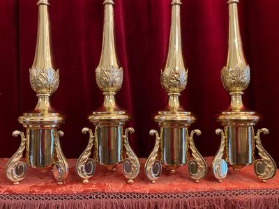 Matching Candle Sticks Measures Height Without Pin. style BAROQUE-STYLE en Brass / Bronze / Polished and Varnished, Berendrecht Belgium 19 th century ( Anno 1874 )