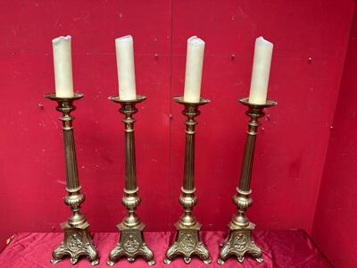 4 Gothic - style Matching Candle Holders Measures Without Pin & Candle