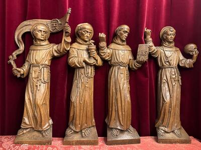 Sculptures Franciscan Saints style Gothic - Style en Hand - Carved Wood Oak, Netherlands  19 th century ( Anno 1875 )