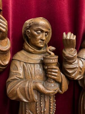 Sculptures Franciscan Saints style Gothic - Style en Hand - Carved Wood Oak, Netherlands  19 th century ( Anno 1875 )