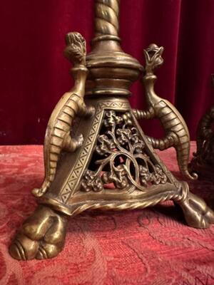Matching Candle Sticks Height Without Pin. style Romanesque - Style en Bronze, France 19 th century ( Anno 1865 )