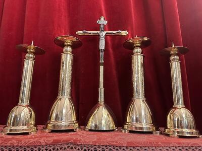 5 art - deco Candle Holders With Machting Cross Measures Candle Holders Without Pin
