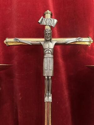 5 art - deco Candle Holders With Machting Cross Measures Candle Holders Without Pin