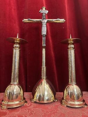 5 art - deco Candle Holders With Machting Cross Measures Candle Holders Without Pin