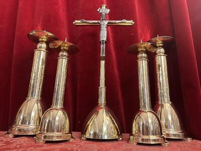 5 art - deco Candle Holders With Machting Cross Measures Candle Holders Without Pin