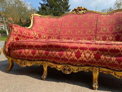 Complete Salon Furniture  style Baroque en Wood Gilt / Fabrics, Italy  19 th century