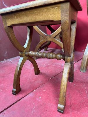 Set Altar - Seats style Gothic - Style en Wood Oak / Red Velvet, Belgium  19 th century ( Anno 1875 )