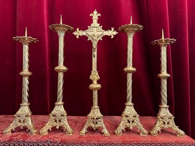5  Matching Candle Holders With Cross. Measures Candle Holders Without Pin