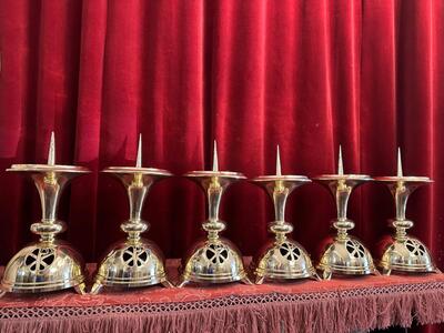 Matching Candle Sticks Height Without Pin. style art - deco en Brass / Bronze / Polished and Varnished, Belgium  20 th century ( Anno 1930 )