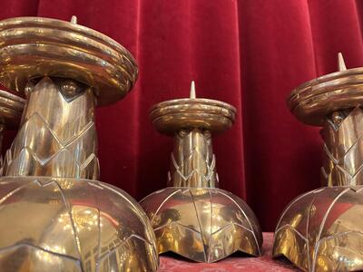 Matching Candle Sticks Height Without Pin. style art - deco en Bronze, Belgium  20 th century ( Anno 1930 )