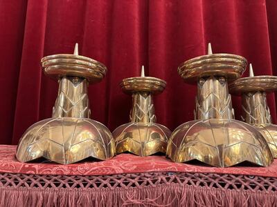 Matching Candle Sticks Height Without Pin. style art - deco en Bronze, Belgium  20 th century ( Anno 1930 )