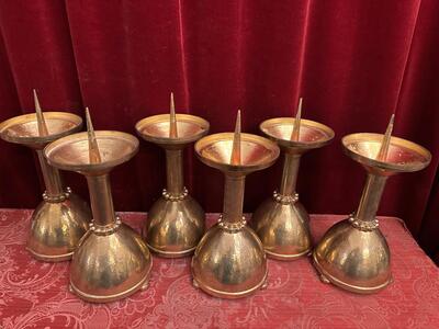 Matching Set Candle Sticks Height Without Pin. style art - deco en Brass / Hand - Hammered, Belgium  20 th century ( Anno 1930 )