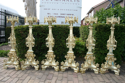 Candle Sticks style gothic en BRONZE, France 19th century