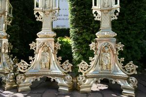 Candle Sticks style gothic en BRONZE, France 19th century