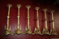 Matching Candle Sticks Altar Set style Gothic en Bronze / Brass, FRANCE 19 th century