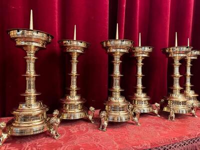 Matching Candle Sticks Height Without Pin. style Gothic - Style en Bronze , Atelier - Brom - Netherlands  19 th century