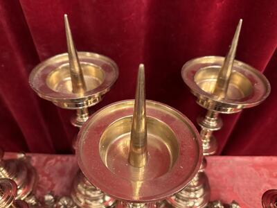 Matching Candle Sticks Height Without Pin. style Gothic - Style en Bronze Gilt, Belgium  19 th century ( Anno 1885 )