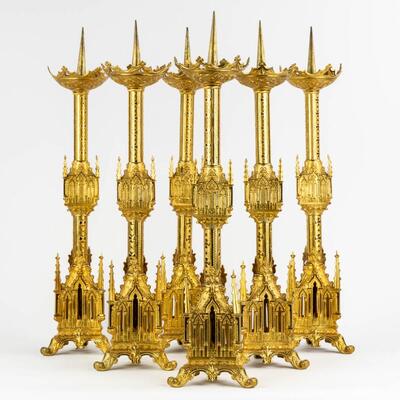 6 Gothic - Style Matching Candle Sticks Height Without Pin. 8 Pieces Available !