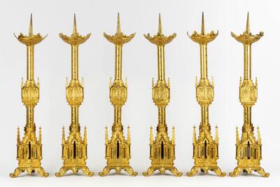 6 Gothic - Style Matching Candle Sticks Height Without Pin. 8 Pieces Available !