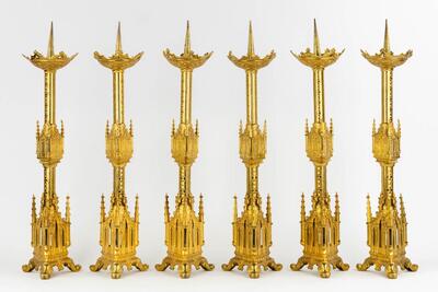 6 Gothic - Style Matching Candle Sticks Height Without Pin. 8 Pieces Available !