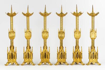 6 Gothic - Style Matching Candle Sticks Height Without Pin. 8 Pieces Available !