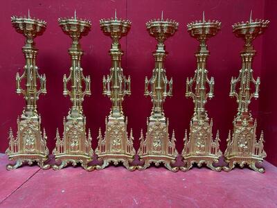 6 Gothic - Style Matching Candle Sticks Height Without Pin. Altar - Set !