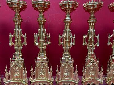 6 Gothic - Style Matching Candle Sticks Height Without Pin. Altar - Set !