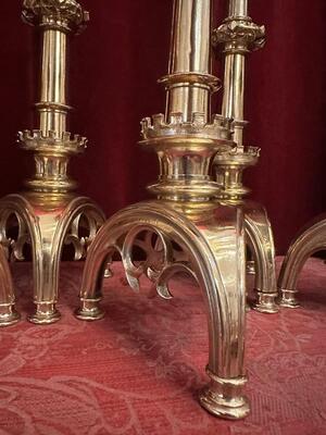 6 Gothic - style Matching Candle Sticks Height Without Pin. Altar - Set.