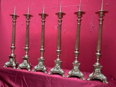 6 Gothic - style Matching Candle Sticks Height Without Pin. Altar - Set