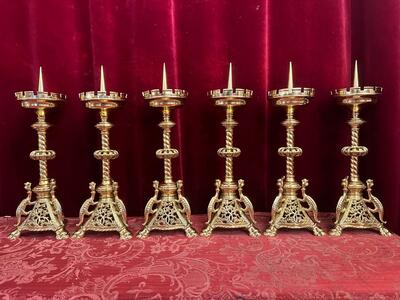 6 Romanesque - Style Matching Candle Sticks Height Without Pin.