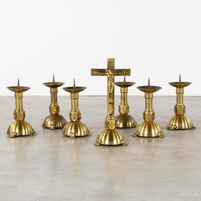 Altar - Set Expected ! style art - deco en Brass / Bronze, Belgium  20 th century ( Anno 1930 )