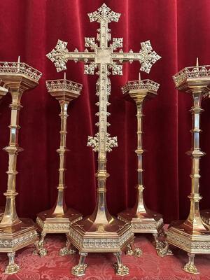 Exceptional Altar - Set style Gothic - Style en Bronze / Polished and Varnished, Belgium  19 th century ( Anno 1865 )