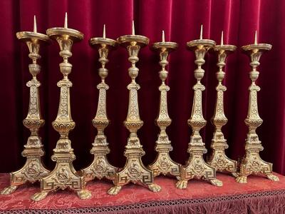 Candle Holders Measures Without Pin style Baroque - Style en Bronze / Polished and Varnished, France 19 th century ( Anno 1865 )