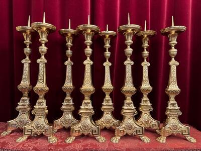 Candle Holders Measures Without Pin style Baroque - Style en Bronze / Polished and Varnished, France 19 th century ( Anno 1865 )