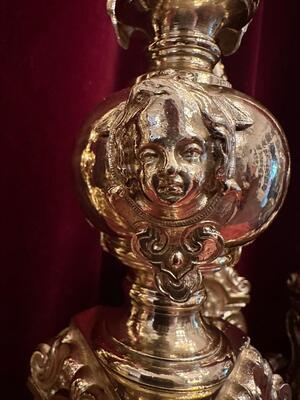 Matching Candle Sticks Height Without Pin. style Classicistic en Bronze / Polished and Varnished, France 19 th century ( Anno 1885 )