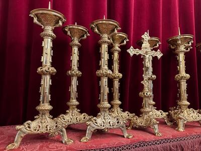 9 Romanesque - Style Altar - Set Measures Candle Sticks Without Pin