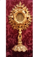 Reliquary Of The True Cross. Originally Sealed Relic Of The True Cross  style Baroque en FULLY HAND-CARVED TIMBER RELIQUARY. LIMEWOOD GILT. , Northern - Italy 18 th century