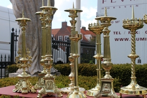 Candle Sticks Single Pieces en Brass / Bronze, 19th century