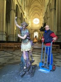Delivery Of Life Size Statue St Michael Brussels Belgium 2016.